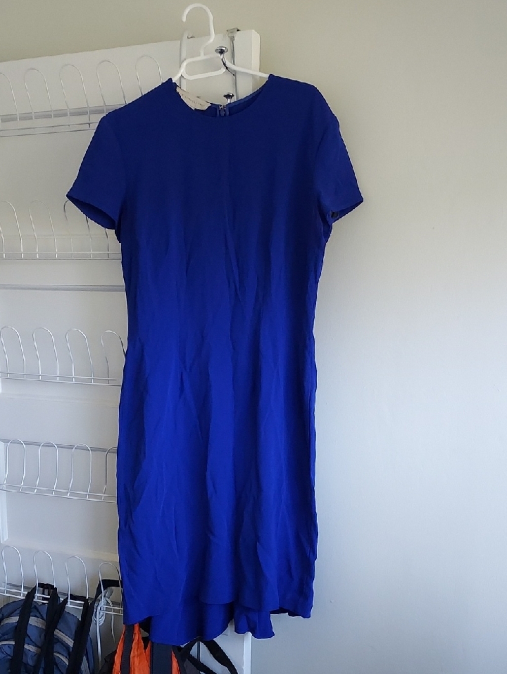 Stella McCartney Royal Blue Sheath Dress Flounce Back <Flawed Read Description>